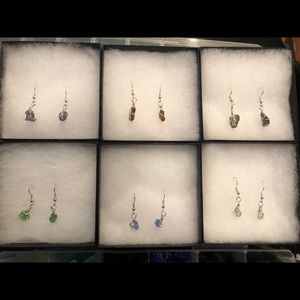 Silver Wire Wrapped Beach Glass Earrings